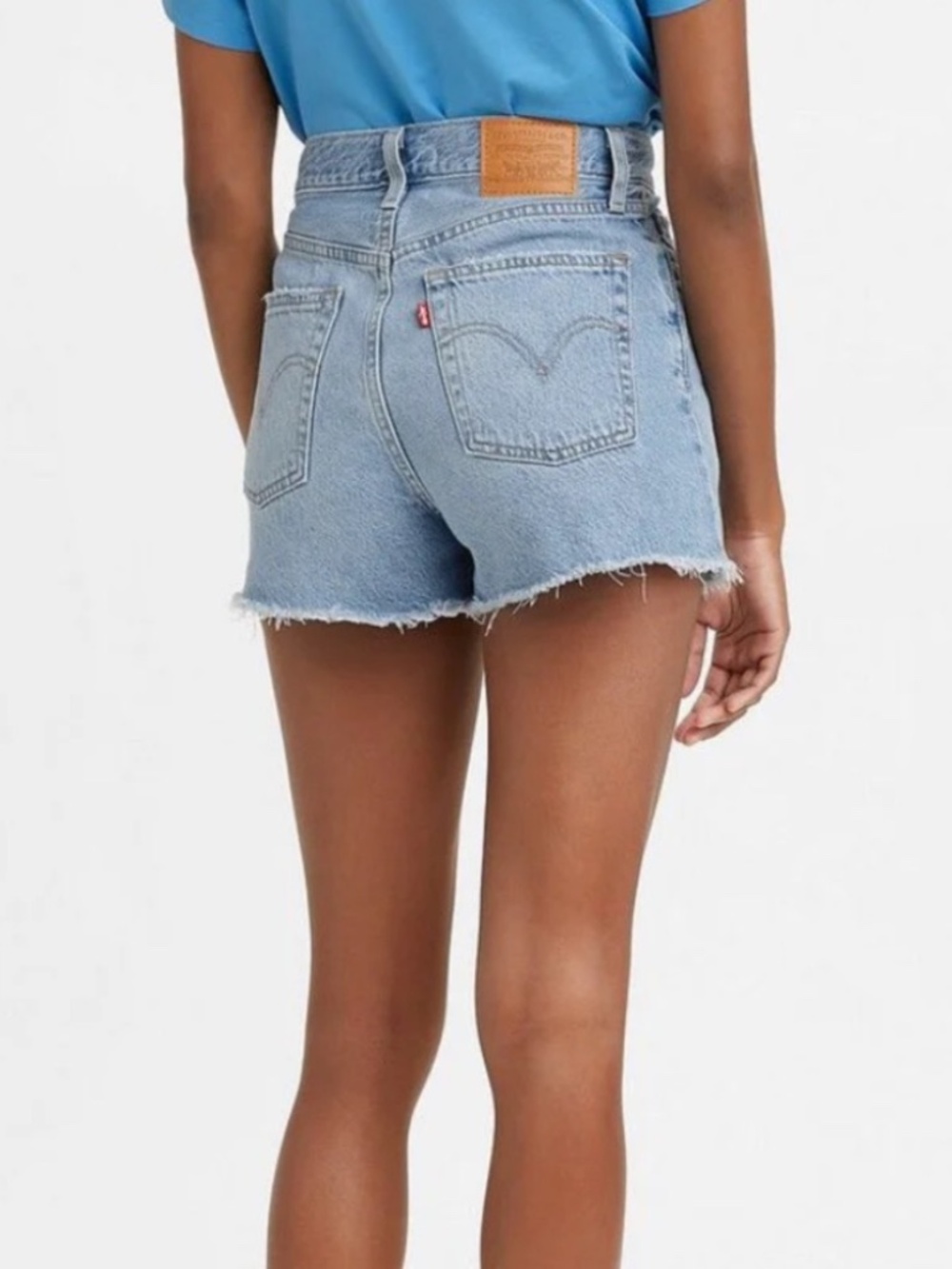 Levi's Ribcage Lightwash Denim Shorts Button Fly High Rise 28